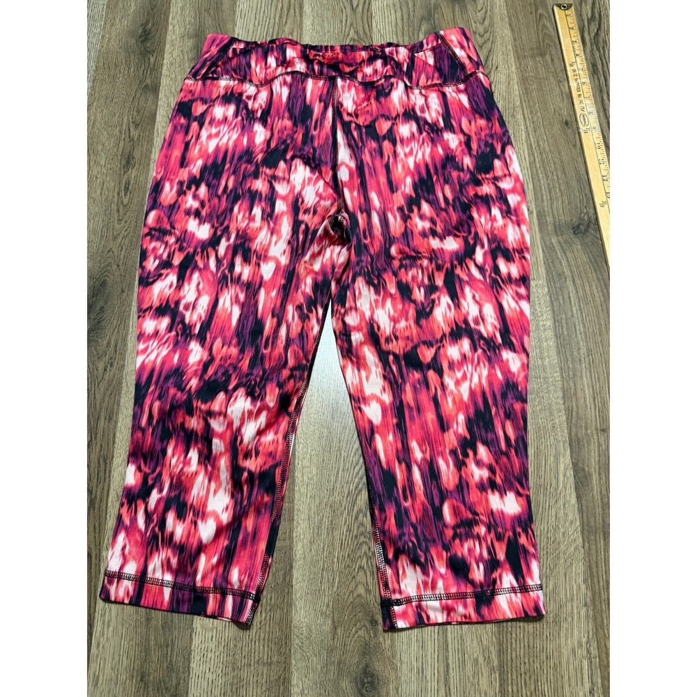 Exertek Leggings Women Petite XXL Pink Audience Abstract Printed Capri Excellent